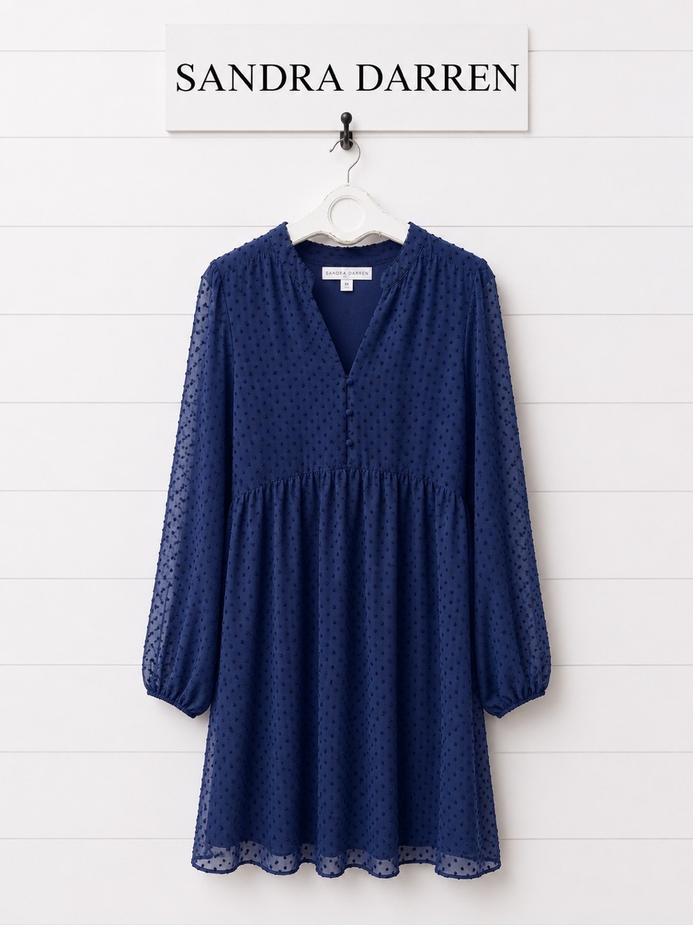 SANDRA DARREN Blue Swiss Dot Dress Size 18W